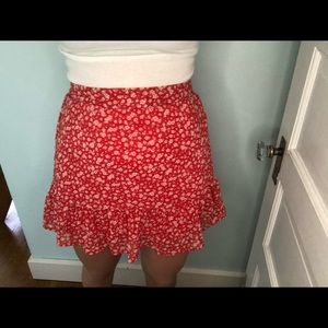 Red Floral Mini Skirt